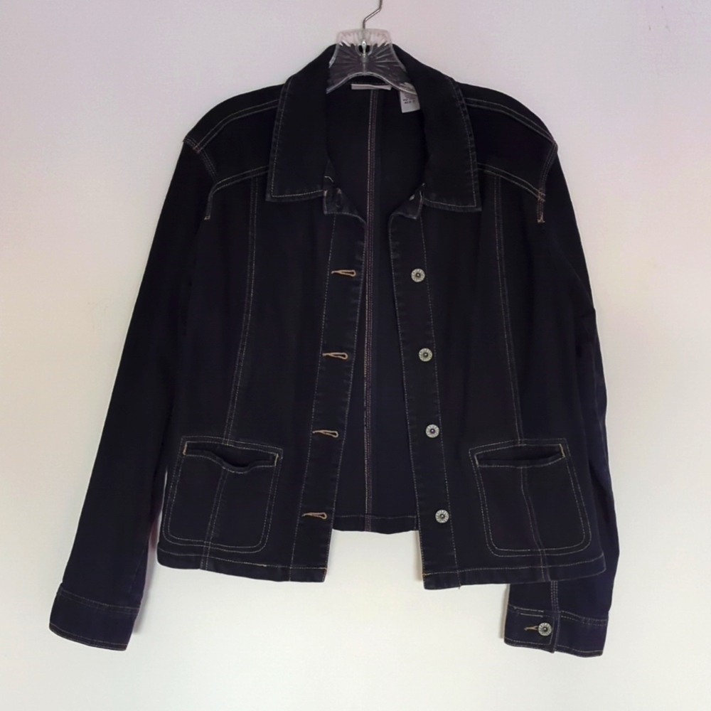 Excellent Chico's Platinum Denim blue jacket. Like New!